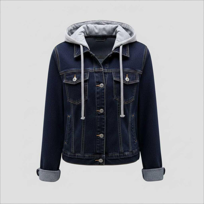 Denim Jacket with Detachable Hood | Women's Casual Outerwear