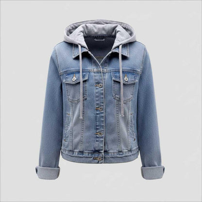 Denim Jacket with Detachable Hood | Women's Casual Outerwear