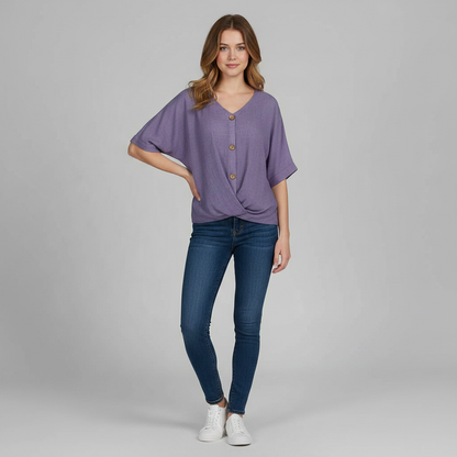 Elegant V-Neck Blouse | Women's Long Sleeve Top