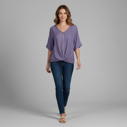 Elegant V-Neck Blouse | Women's Long Sleeve Top
