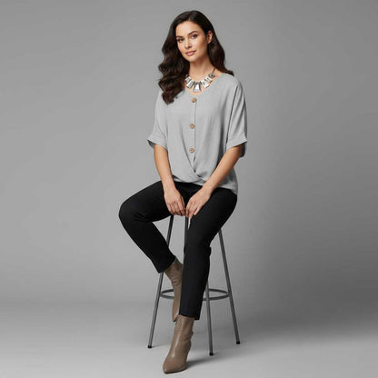 Elegant V-Neck Blouse | Women's Long Sleeve Top