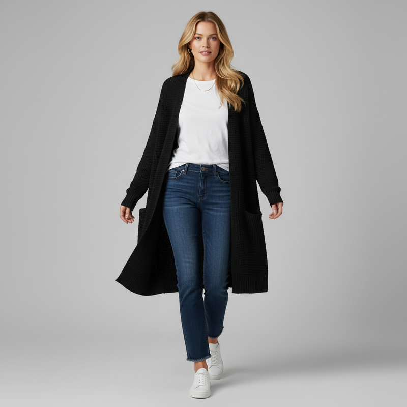 Elegant Women's Black Cardigan | Cozy Layering Essential